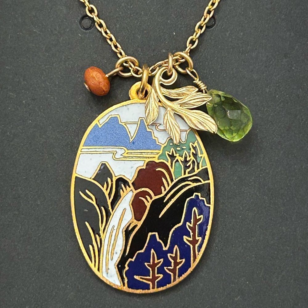 David Aubrey Scenic Enamel Pendant Necklace